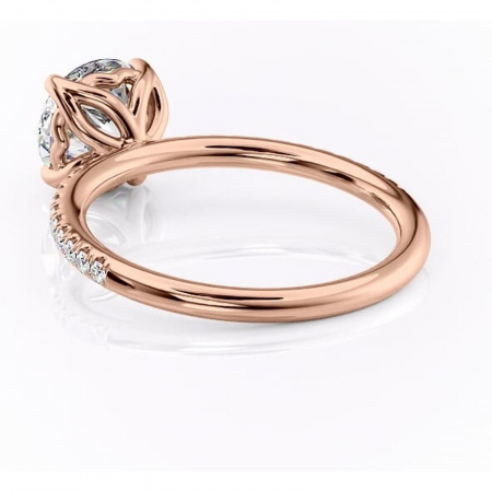 Inel de logodnă Jessamine din aur Rose 14kt cu moissanite tăietură rotundă – Montură pavé rafinată pentru profil înalt | Personalizează și configurează gratuit online [3]