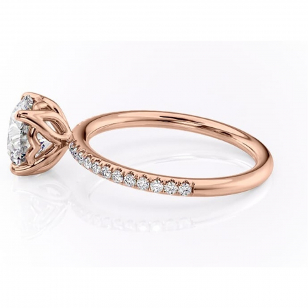 Inel de logodnă Jessamine din aur Rose 14kt cu moissanite tăietură rotundă – Montură pavé rafinată pentru profil înalt | Personalizează și configurează gratuit online [5]