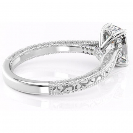 Inel de logodnă Jovie din aur Alb 14kt cu moissanite tăietură pernă – Halo ascuns rafinată pentru profil înalt | Personalizează și configurează gratuit online [2]