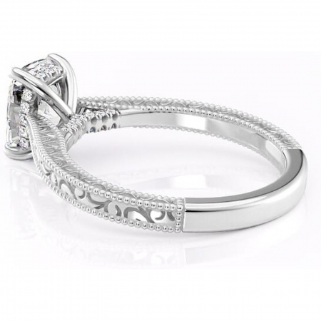 Inel de logodnă Jovie din aur Alb 14kt cu moissanite tăietură pernă – Halo ascuns rafinată pentru profil înalt | Personalizează și configurează gratuit online [4]