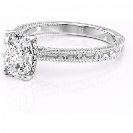 Inel de logodnă Jovie din aur Alb 14kt cu moissanite tăietură pernă – Halo ascuns rafinată pentru profil înalt | Personalizează și configurează gratuit online [6]