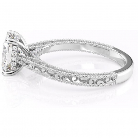 Inel de logodnă Jovie din aur Alb 14kt cu moissanite tăietură pernă – Halo ascuns rafinată pentru profil înalt | Personalizează și configurează gratuit online [5]