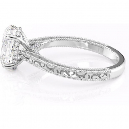 Inel de logodnă Jovie din aur Alb 14kt cu moissanite tăietură ovală – Halo ascuns rafinată pentru profil înalt | Personalizează și configurează gratuit online [5]