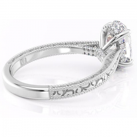 Inel de logodnă Jovie din aur Alb 14kt cu moissanite tăietură ovală – Halo ascuns rafinată pentru profil înalt | Personalizează și configurează gratuit online [2]