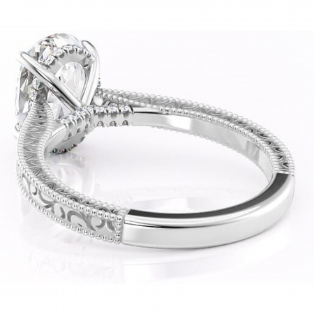 Inel de logodnă Jovie din aur Alb 14kt cu moissanite tăietură ovală – Halo ascuns rafinată pentru profil înalt | Personalizează și configurează gratuit online [3]