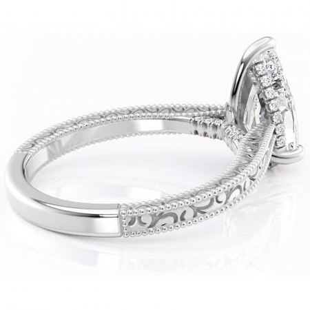 Inel de logodnă Jovie din aur Alb 18kt cu moissanite tăietură pară – Halo ascuns rafinată pentru profil înalt | Personalizează și configurează gratuit online [2]