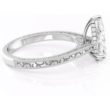 Inel de logodnă Jovie din aur Alb 18kt cu moissanite tăietură pară – Halo ascuns rafinată pentru profil înalt | Personalizează și configurează gratuit online [1]