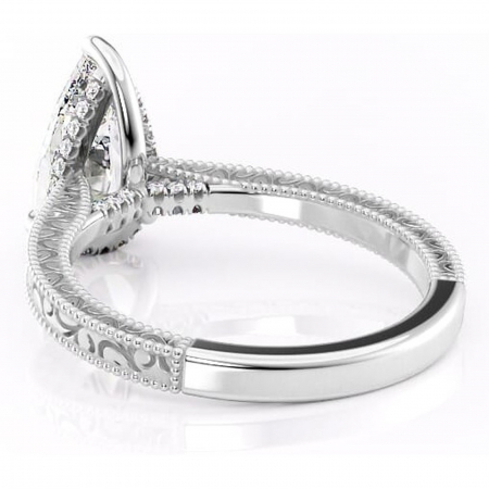 Inel de logodnă Jovie din aur Alb 18kt cu moissanite tăietură pară – Halo ascuns rafinată pentru profil înalt | Personalizează și configurează gratuit online [3]