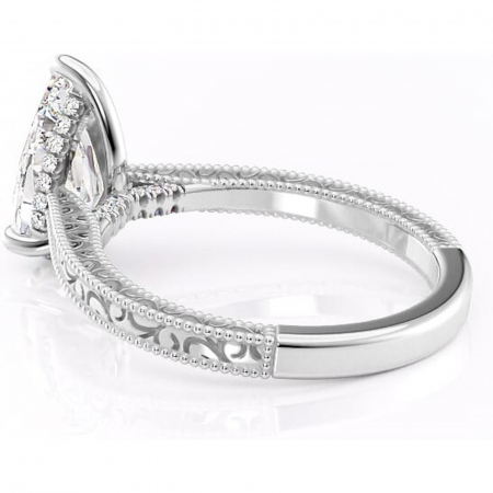 Inel de logodnă Jovie din aur Alb 18kt cu moissanite tăietură pară – Halo ascuns rafinată pentru profil înalt | Personalizează și configurează gratuit online [4]