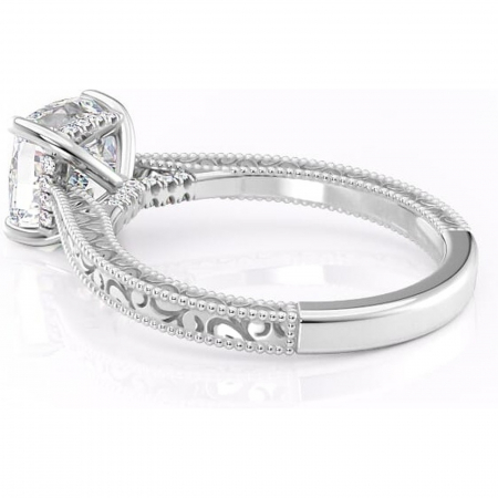 Inel de logodnă Jovie din aur Alb 18kt cu moissanite tăietură pernă – Halo ascuns rafinată pentru profil înalt | Personalizează și configurează gratuit online [4]