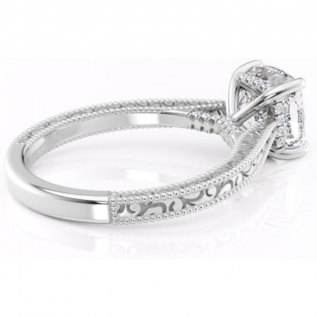 Inel de logodnă Jovie din aur Alb 18kt cu moissanite tăietură pernă – Halo ascuns rafinată pentru profil înalt | Personalizează și configurează gratuit online [2]