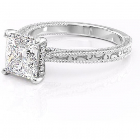 Inel de logodnă Jovie din aur Alb 14kt cu moissanite tăietură princess – Halo ascuns rafinată pentru profil înalt | Personalizează și configurează gratuit online [6]