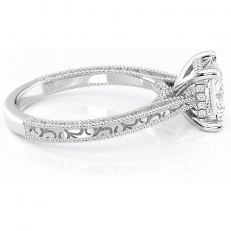 Inel de logodnă Jovie din aur Alb 14kt cu moissanite tăietură princess – Halo ascuns rafinată pentru profil înalt | Personalizează și configurează gratuit online [1]