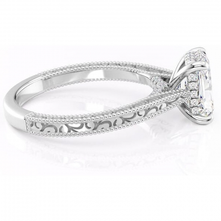 Inel de logodnă Jovie din aur Alb 14kt cu moissanite tăietură radiantă – Halo ascuns rafinată pentru profil înalt | Personalizează și configurează gratuit online [1]