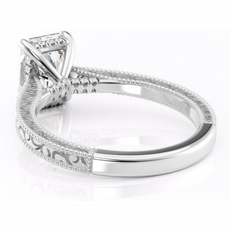 Inel de logodnă Jovie din aur Alb 14kt cu moissanite tăietură radiantă – Halo ascuns rafinată pentru profil înalt | Personalizează și configurează gratuit online [3]