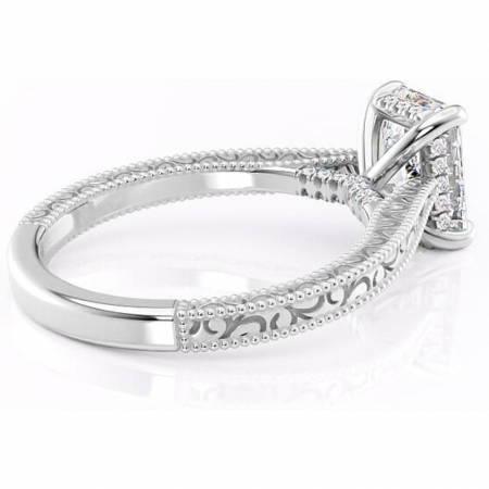 Inel de logodnă Jovie din aur Alb 14kt cu moissanite tăietură radiantă – Halo ascuns rafinată pentru profil înalt | Personalizează și configurează gratuit online [2]