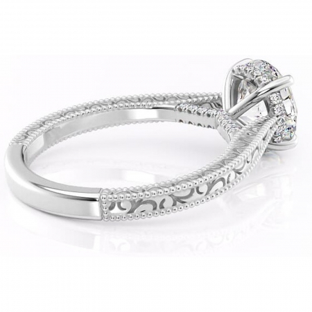 Inel de logodnă Jovie din aur Alb 14kt cu moissanite tăietură rotundă – Halo ascuns rafinată pentru profil înalt | Personalizează și configurează gratuit online [2]