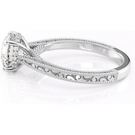 Inel de logodnă Jovie din aur Alb 14kt cu moissanite tăietură rotundă – Halo ascuns rafinată pentru profil înalt | Personalizează și configurează gratuit online [5]