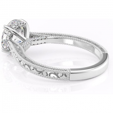 Inel de logodnă Jovie din aur Alb 14kt cu moissanite tăietură rotundă – Halo ascuns rafinată pentru profil înalt | Personalizează și configurează gratuit online [4]