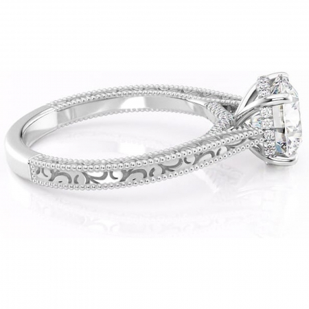 Inel de logodnă Jovie din aur Alb 14kt cu moissanite tăietură rotundă – Halo ascuns rafinată pentru profil înalt | Personalizează și configurează gratuit online [1]