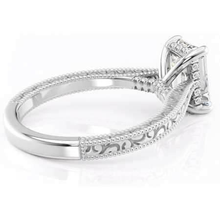 Inel de logodnă Jovie din aur Alb 14kt cu moissanite tăietură smarald – Halo ascuns rafinată pentru profil înalt | Personalizează și configurează gratuit online [2]