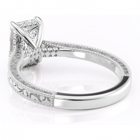 Inel de logodnă Jovie din aur Alb 14kt cu moissanite tăietură smarald – Halo ascuns rafinată pentru profil înalt | Personalizează și configurează gratuit online [3]