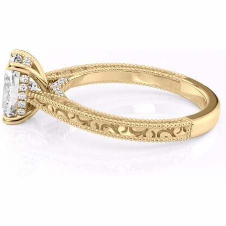 Inel de logodnă Jovie din aur Galben 14kt cu moissanite tăietură pernă – Halo ascuns rafinată pentru profil înalt | Personalizează și configurează gratuit online [5]