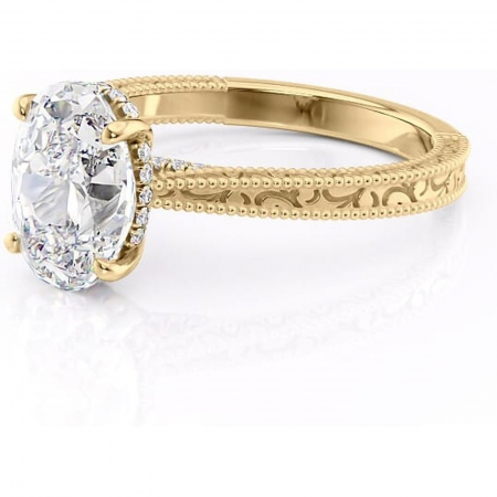 Inel de logodnă Jovie din aur Galben 14kt cu moissanite tăietură ovală – Halo ascuns rafinată pentru profil înalt | Personalizează și configurează gratuit online [6]