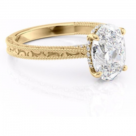 Ovală - Inel de logodnă Jovie din aur Galben 18kt cu moissanite tăietură ovală – Halo ascuns rafinată pentru profil înalt | Personalizează și configurează gratuit online