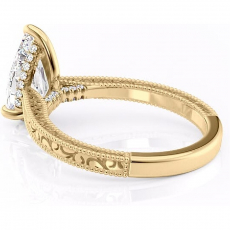 Inel de logodnă Jovie din aur Galben 18kt cu moissanite tăietură pară – Halo ascuns rafinată pentru profil înalt | Personalizează și configurează gratuit online [4]