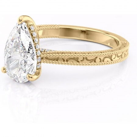 Inel de logodnă Jovie din aur Galben 18kt cu moissanite tăietură pară – Halo ascuns rafinată pentru profil înalt | Personalizează și configurează gratuit online [6]