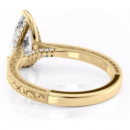 Inel de logodnă Jovie din aur Galben 18kt cu moissanite tăietură pară – Halo ascuns rafinată pentru profil înalt | Personalizează și configurează gratuit online [3]
