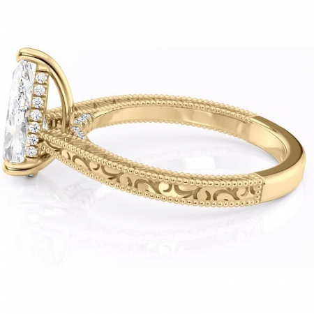 Inel de logodnă Jovie din aur Galben 18kt cu moissanite tăietură pară – Halo ascuns rafinată pentru profil înalt | Personalizează și configurează gratuit online [5]