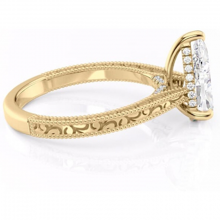 Inel de logodnă Jovie din aur Galben 18kt cu moissanite tăietură pară – Halo ascuns rafinată pentru profil înalt | Personalizează și configurează gratuit online [1]