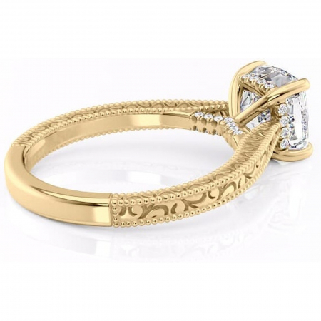 Inel de logodnă Jovie din aur Galben 18kt cu moissanite tăietură pernă – Halo ascuns rafinată pentru profil înalt | Personalizează și configurează gratuit online [2]