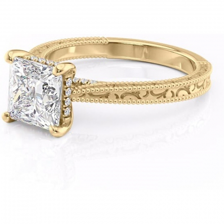 Inel de logodnă Jovie din aur Galben 14kt cu moissanite tăietură princess – Halo ascuns rafinată pentru profil înalt | Personalizează și configurează gratuit online [6]