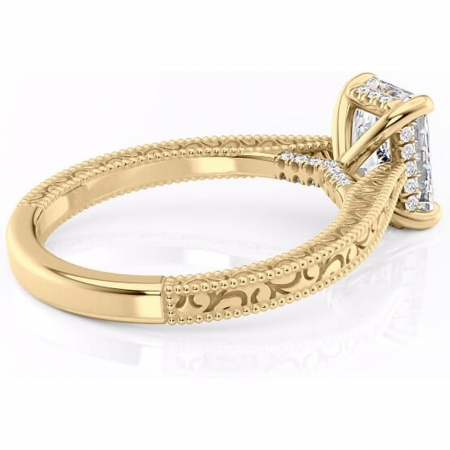 Inel de logodnă Jovie din aur Galben 18kt cu moissanite tăietură radiantă – Halo ascuns rafinată pentru profil înalt | Personalizează și configurează gratuit online [2]