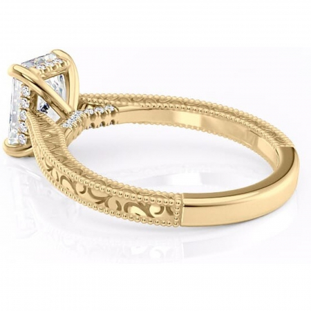 Inel de logodnă Jovie din aur Galben 18kt cu moissanite tăietură radiantă – Halo ascuns rafinată pentru profil înalt | Personalizează și configurează gratuit online [4]