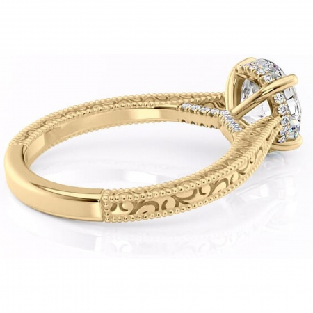 Inel de logodnă Jovie din aur Galben 14kt cu moissanite tăietură rotundă – Halo ascuns rafinată pentru profil înalt | Personalizează și configurează gratuit online [2]