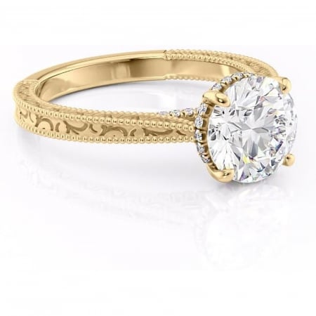 Aur galben - Inel de logodnă Jovie din aur Galben 14kt cu moissanite tăietură rotundă – Halo ascuns rafinată pentru profil înalt | Personalizează și configurează gratuit online