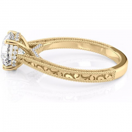 Inel de logodnă Jovie din aur Galben 14kt cu moissanite tăietură rotundă – Halo ascuns rafinată pentru profil înalt | Personalizează și configurează gratuit online [5]