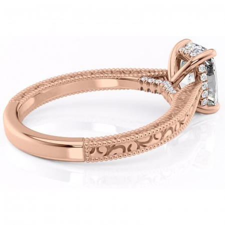 Inel de logodnă Jovie din aur Rose 14kt cu moissanite tăietură pernă – Halo ascuns rafinată pentru profil înalt | Personalizează și configurează gratuit online [2]