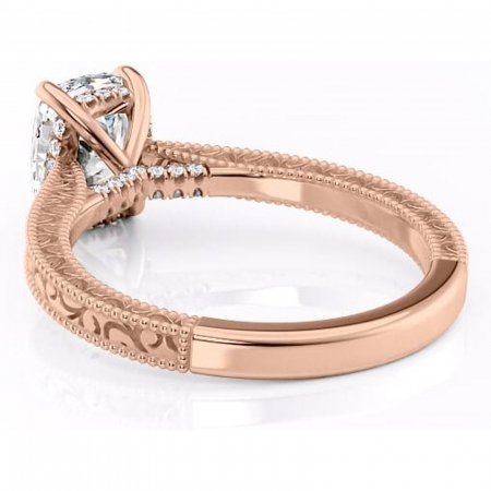 Inel de logodnă Jovie din aur Rose 14kt cu moissanite tăietură pernă – Halo ascuns rafinată pentru profil înalt | Personalizează și configurează gratuit online [3]