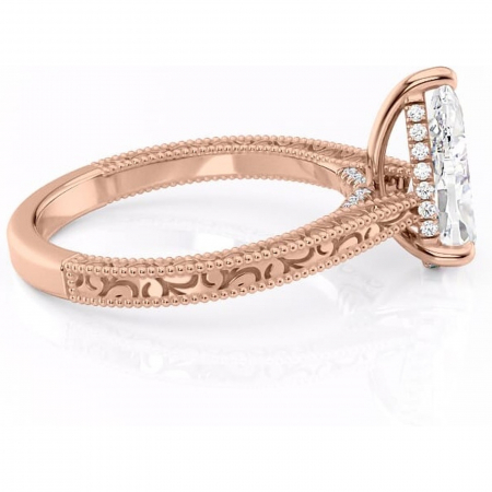 Inel de logodnă Jovie din aur Rose 18kt cu moissanite tăietură pară – Halo ascuns rafinată pentru profil înalt | Personalizează și configurează gratuit online [1]