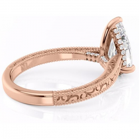 Inel de logodnă Jovie din aur Rose 18kt cu moissanite tăietură pară – Halo ascuns rafinată pentru profil înalt | Personalizează și configurează gratuit online [2]