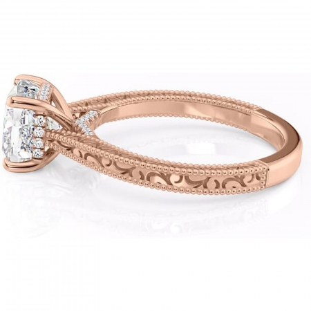 Inel de logodnă Jovie din aur Rose 18kt cu moissanite tăietură pernă – Halo ascuns rafinată pentru profil înalt | Personalizează și configurează gratuit online [5]