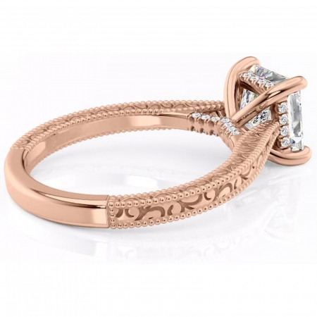 Inel de logodnă Jovie din aur Rose 14kt cu moissanite tăietură princess – Halo ascuns rafinată pentru profil înalt | Personalizează și configurează gratuit online [2]