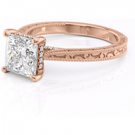Inel de logodnă Jovie din aur Rose 14kt cu moissanite tăietură princess – Halo ascuns rafinată pentru profil înalt | Personalizează și configurează gratuit online [6]