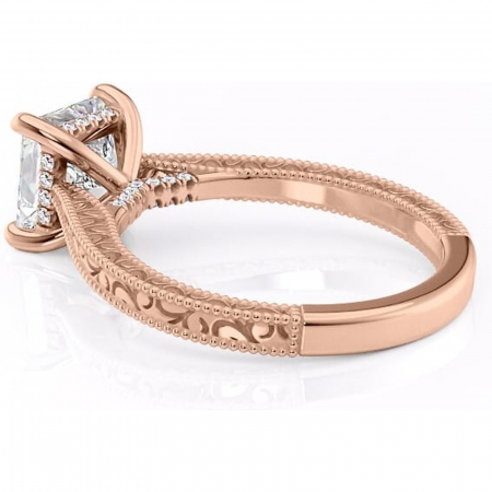 Inel de logodnă Jovie din aur Rose 14kt cu moissanite tăietură princess – Halo ascuns rafinată pentru profil înalt | Personalizează și configurează gratuit online [4]