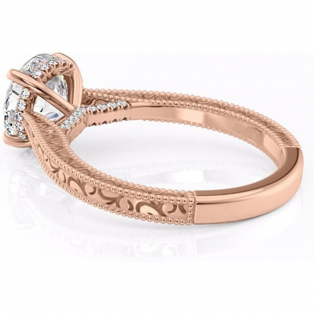 Inel de logodnă Jovie din aur Rose 14kt cu moissanite tăietură rotundă – Halo ascuns rafinată pentru profil înalt | Personalizează și configurează gratuit online [4]